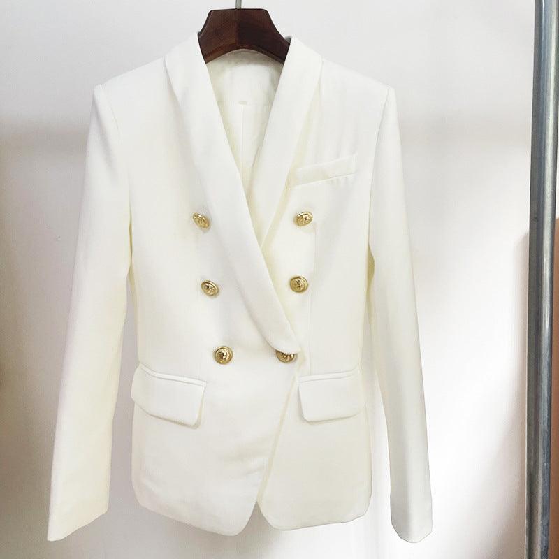 Ladies Jacket Lion Head Metal Buckle Double-breasted - melvincucci