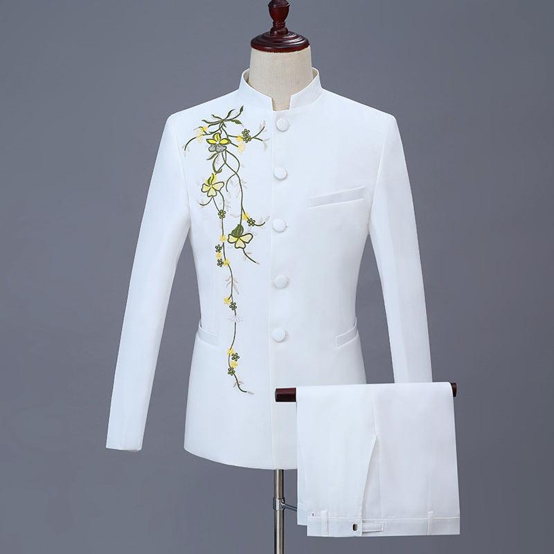 Men's Chorus Tunic Gold Embroidered Stand Collar - melvincucci