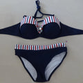 Beach Patchwork Bikinis Set Beach Women Blue Bikini Sexy Swimsuit Bandeau Swimwear Bathing Suit Maillot De Bain Biquini E704 - melvincucci