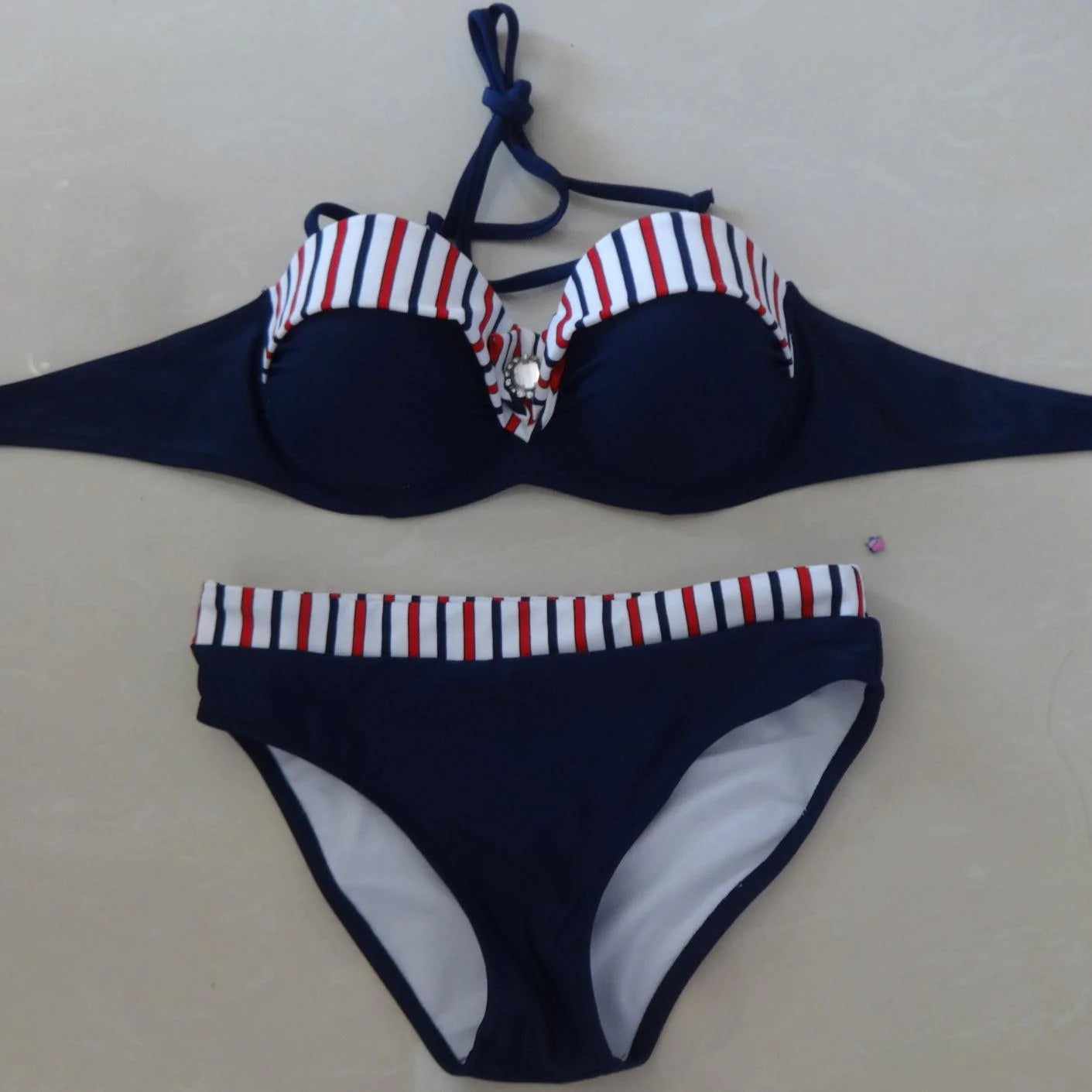 Beach Patchwork Bikinis Set Beach Women Blue Bikini Sexy Swimsuit Bandeau Swimwear Bathing Suit Maillot De Bain Biquini E704 - melvincucci