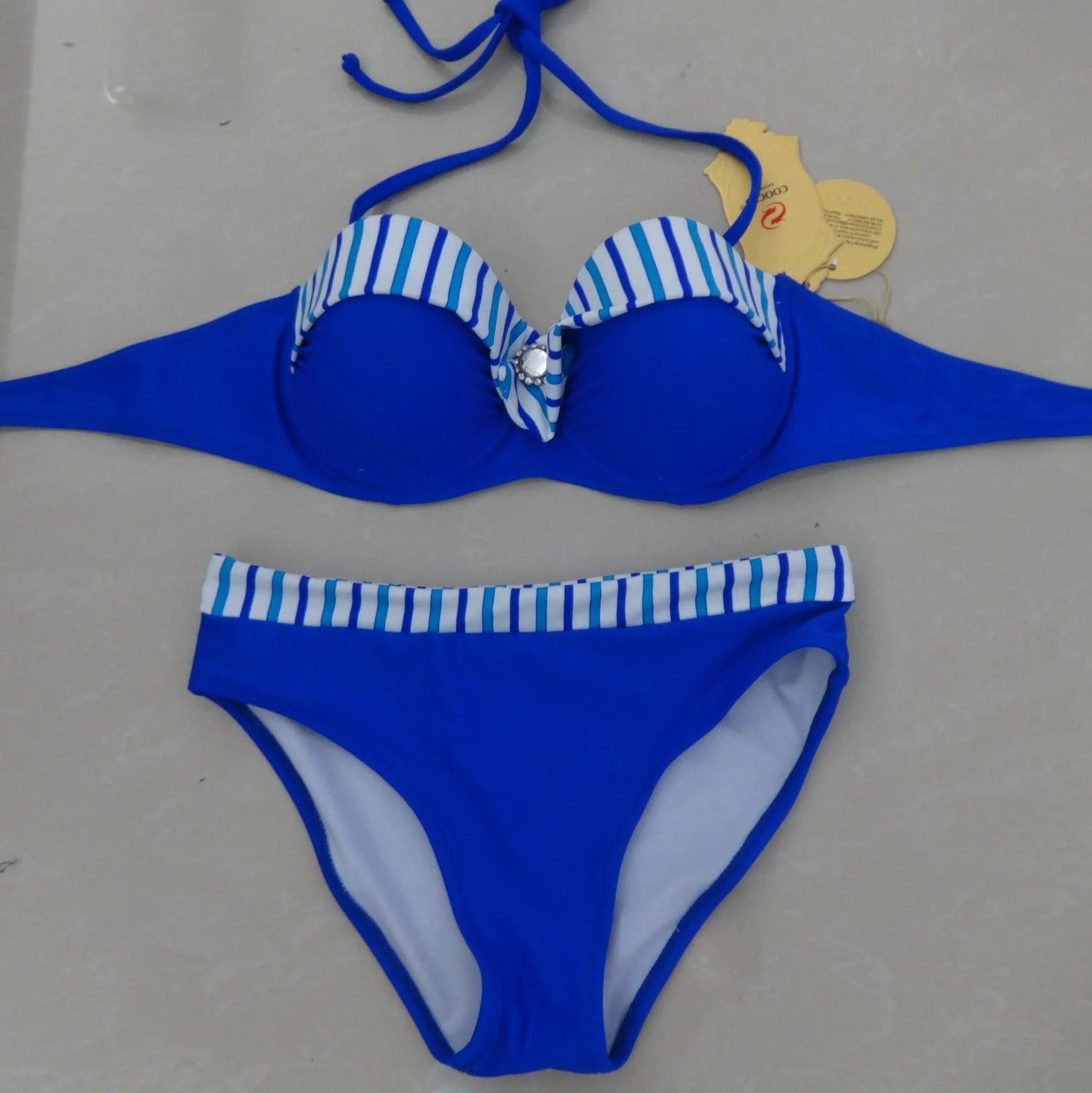 Beach Patchwork Bikinis Set Beach Women Blue Bikini Sexy Swimsuit Bandeau Swimwear Bathing Suit Maillot De Bain Biquini E704 - melvincucci