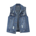 Beaded Denim Vest Women Loose Fashion Vest Vest - melvincucci