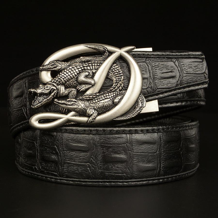 BeltCrocodile Buckle Men Belt Real Cowhide Automatic Buckle Casual - melvincucci
