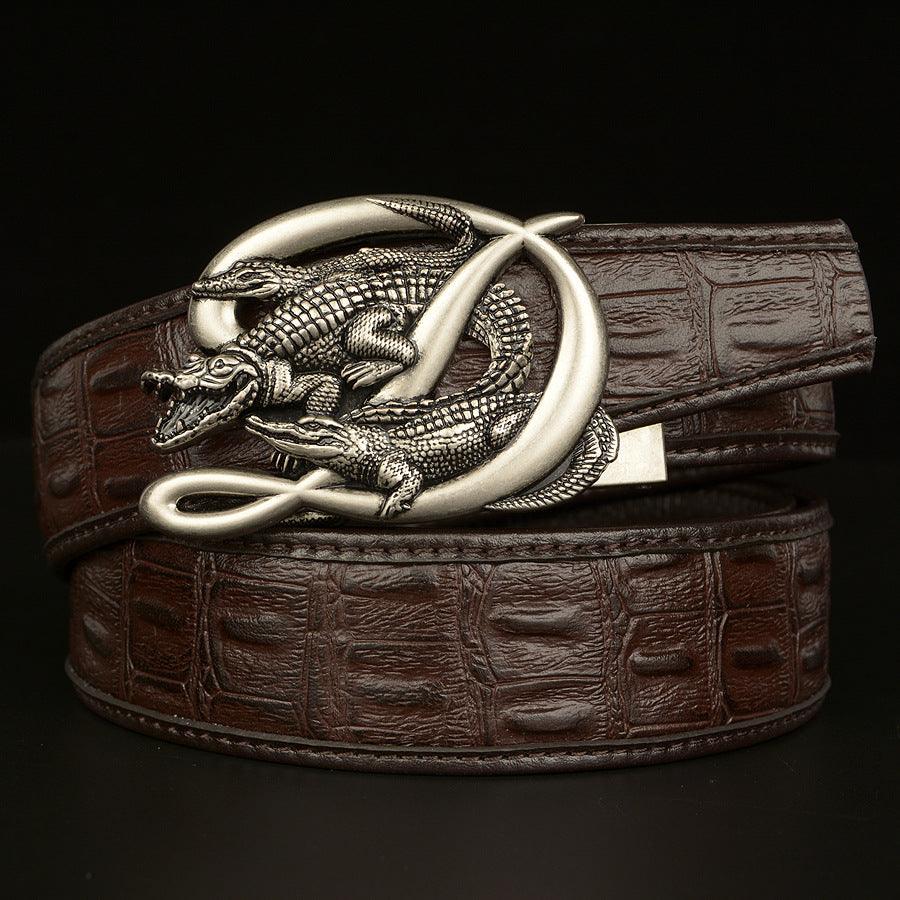 BeltCrocodile Buckle Men Belt Real Cowhide Automatic Buckle Casual - melvincucci