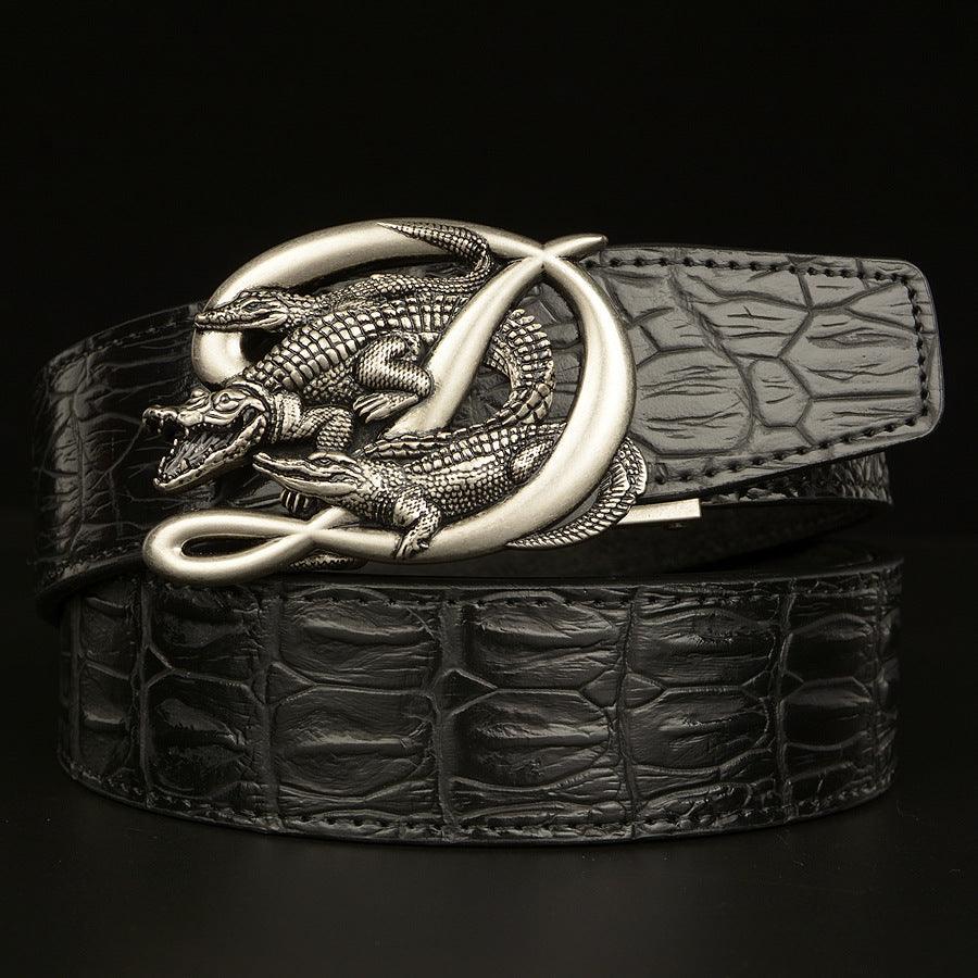 BeltCrocodile Buckle Men Belt Real Cowhide Automatic Buckle Casual - melvincucci