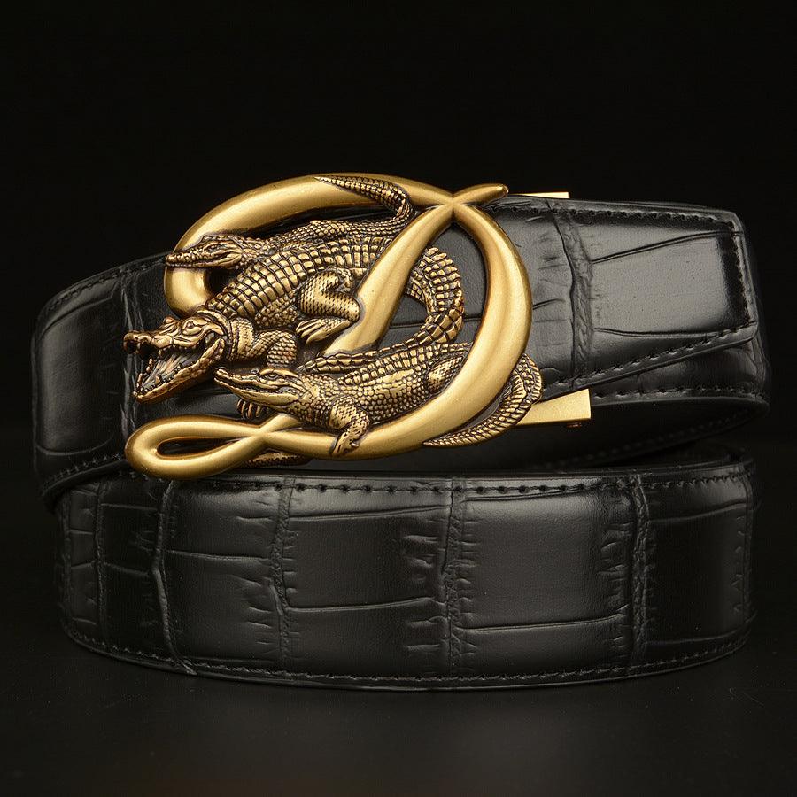 BeltCrocodile Buckle Men Belt Real Cowhide Automatic Buckle Casual - melvincucci