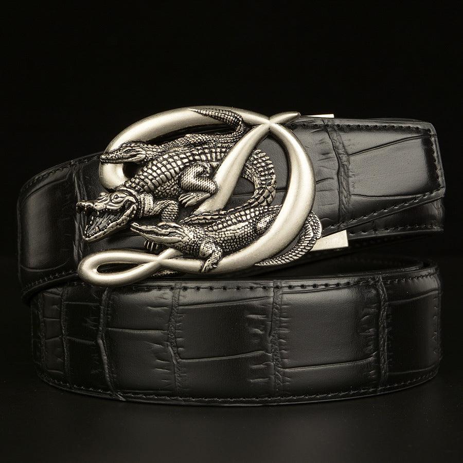 BeltCrocodile Buckle Men Belt Real Cowhide Automatic Buckle Casual - melvincucci