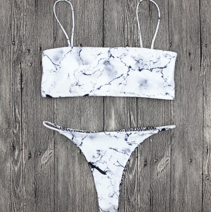 Bikinis Set Sexy Swimwear Women Marble Print Push Up Swimsuit Push Up Bikini monokini thong zaful swimwear beachwear brazilian - melvincucci
