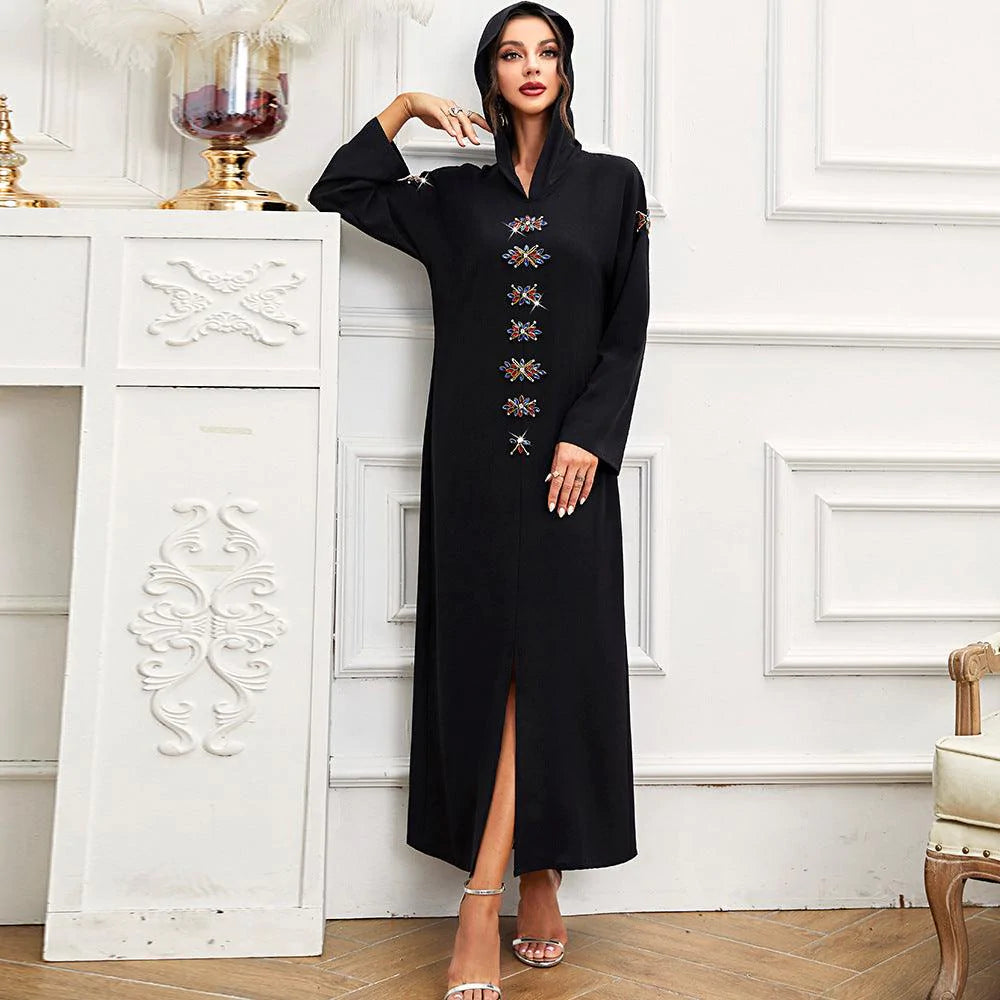 Black Hand Sewn Hooded Robe ABAYA Muslim Women's Dresses - melvincucci