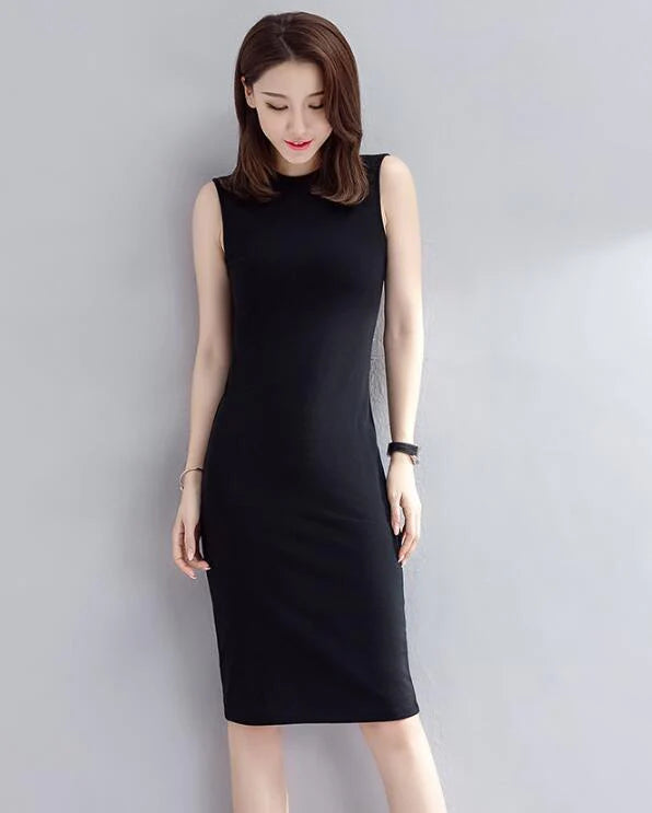 Black Sleeveless Dress Female Simple Dress Cotton - melvincucci