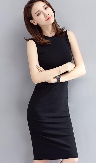 Black Sleeveless Dress Female Simple Dress Cotton - melvincucci