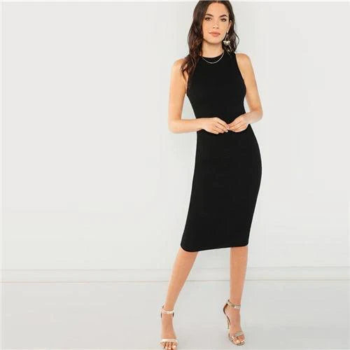 Black Sleeveless Dress Female Simple Dress Cotton - melvincucci
