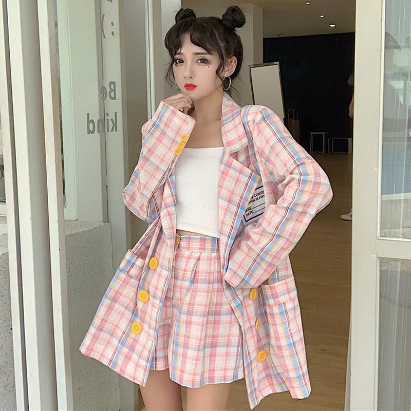 Blazer + high waist wide leg casual shorts suit - melvincucci