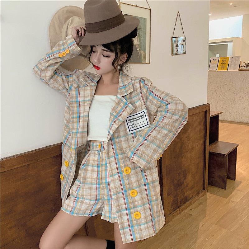Blazer + high waist wide leg casual shorts suit - melvincucci