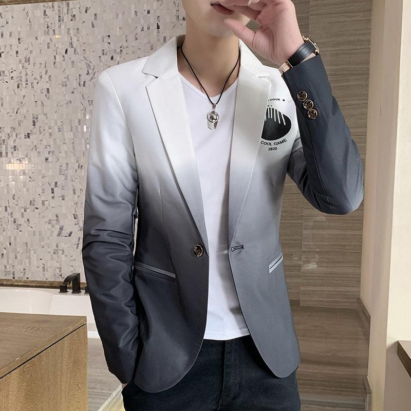 Blazer Men New Male Gradient Suit Jacket Masculino Korean Style Slim Fit Casual Men Fashion Trend Dress Jacket - melvincucci