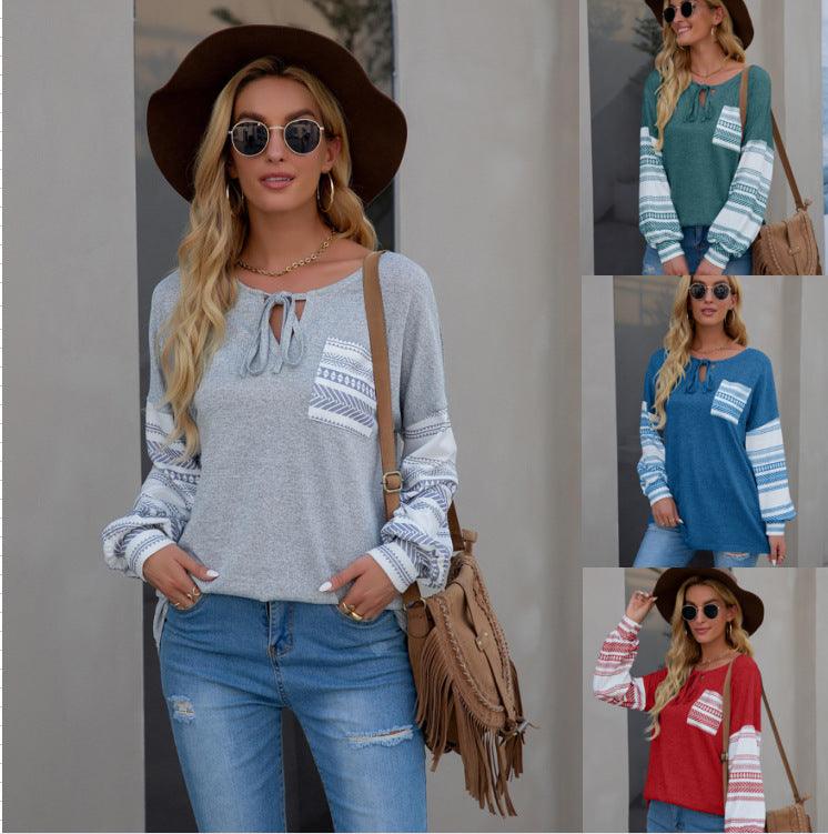 Bohemian Pocket Loose Sweatshirt T-shirt Women - melvincucci