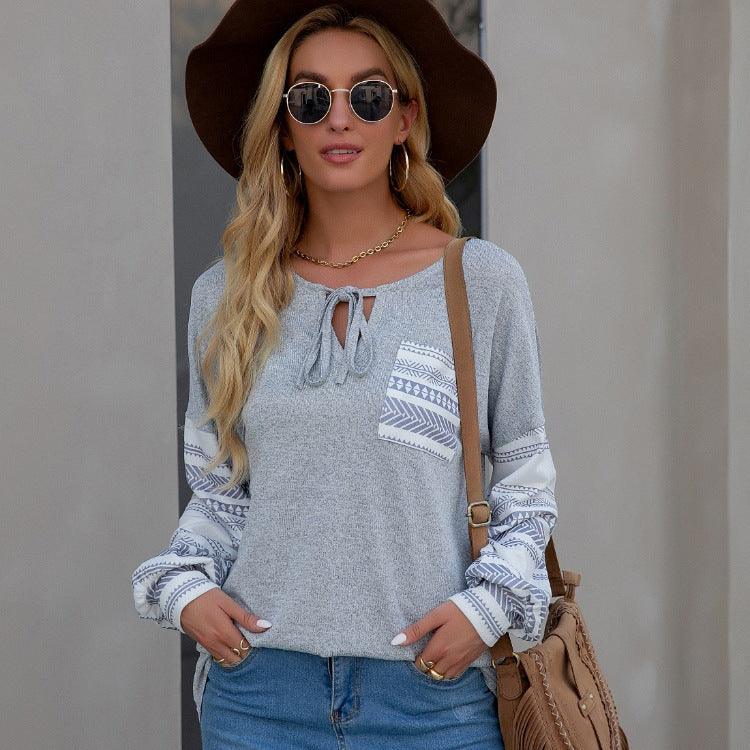 Bohemian Pocket Loose Sweatshirt T-shirt Women - melvincucci