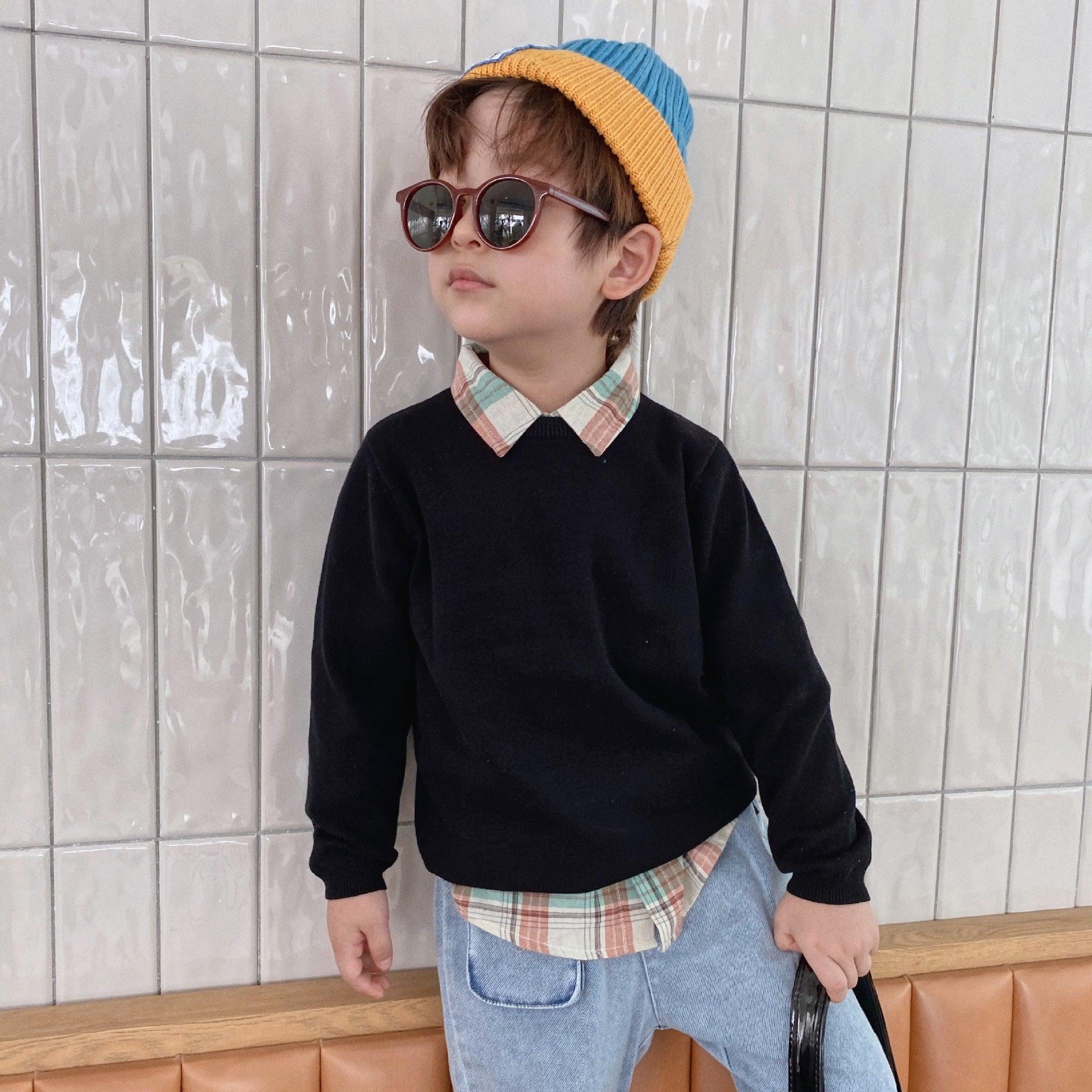 Boys Knitwear Girls Solid Color Base Shirt - melvincucci