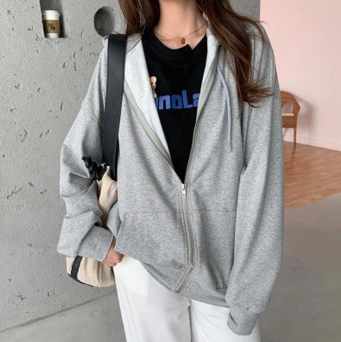 Brown Y2K Aesthetic Hoodies Women Zip Up Sweatshirt Hooded - melvincucci