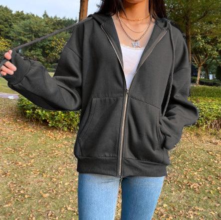 Brown Y2K Aesthetic Hoodies Women Zip Up Sweatshirt Hooded - melvincucci