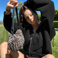 Brown Y2K Aesthetic Hoodies Women Zip Up Sweatshirt Hooded - melvincucci