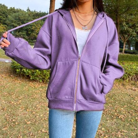 Brown Y2K Aesthetic Hoodies Women Zip Up Sweatshirt Hooded - melvincucci