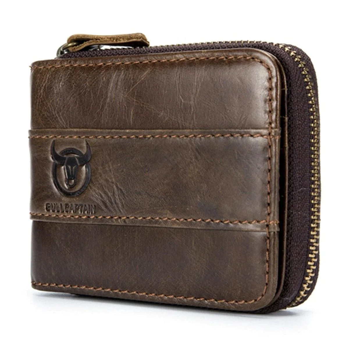 Bullcaptain Genuine Leather Trifold Wallet RFID Antimagnetic Vintage 11 Card Slots Coin Bag Wallet For Men - melvincucci
