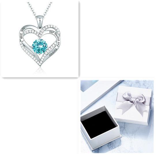 Female 925 Silver Twelve Birthstone Pendant Necklace - melvincucci