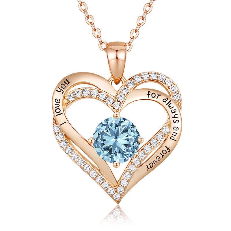 Female 925 Silver Twelve Birthstone Pendant Necklace - melvincucci