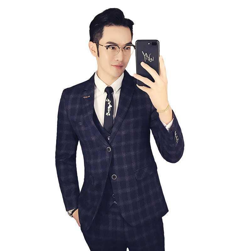 Slim Fit Trendy Men's Small Suit Three-piece Business Casual - melvincucci