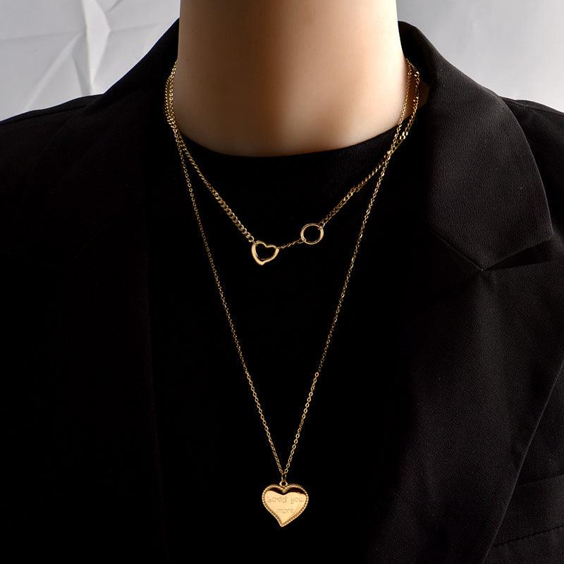 Titanium Steel Love Heart Stacking  Sweater Chain - melvincucci