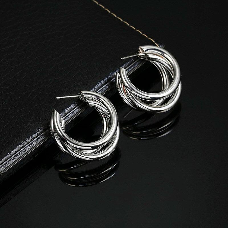 New Style Earrings Personality Cold Wind Metal Ring Ear Buckle Earrings Female C-shaped Earrings Earrings - melvincucci