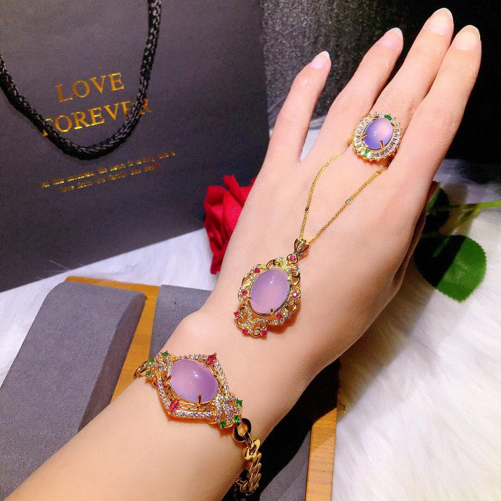 Natural Powder Chalcedony Jewelry Set - melvincucci