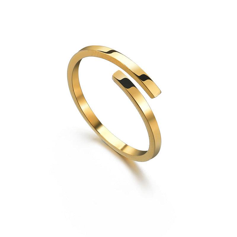Glossy Plain Ring Titanium Steel Ring Women - melvincucci