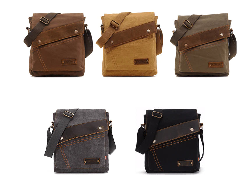 Canvas bag men and women vertical crossbody bag shoulder bag retro - melvincucci