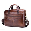 Captain Cattle Leather Goods Laptop Computer Briefcase Men's Leather Shoulder Messenger Bag Top Layer Cowhide Business Briefcase - melvincucci