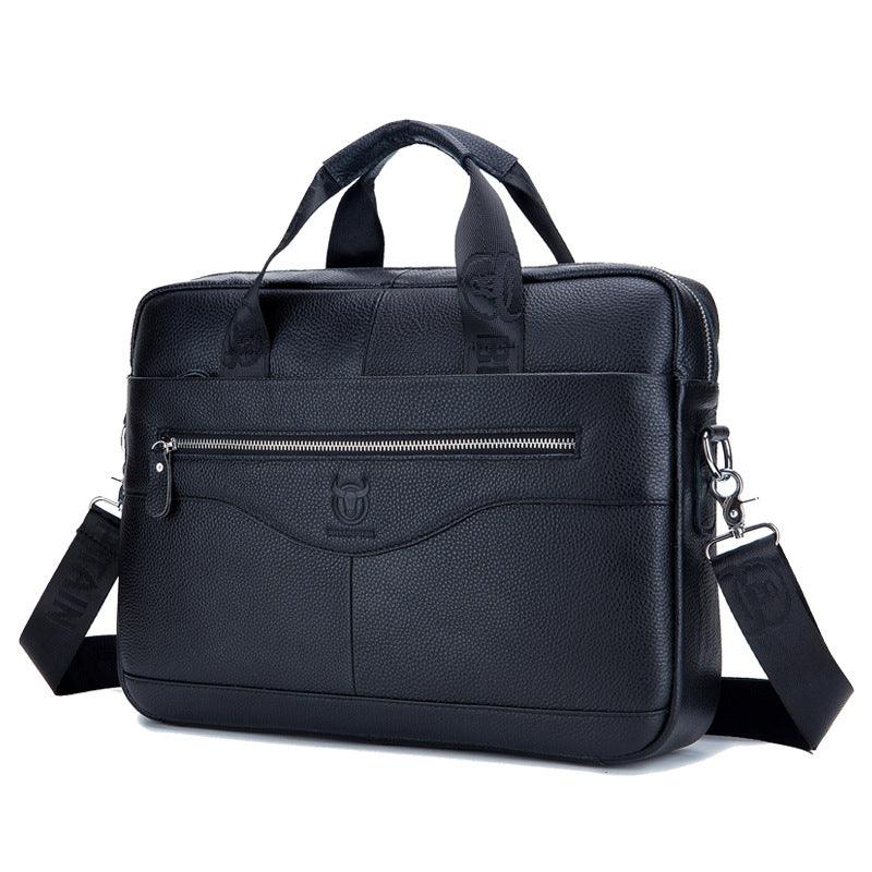 Captain Cattle Leather Goods Laptop Computer Briefcase Men's Leather Shoulder Messenger Bag Top Layer Cowhide Business Briefcase - melvincucci