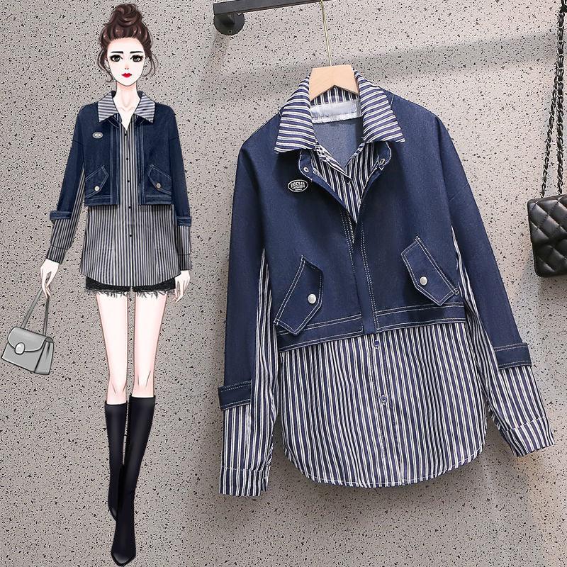 Casual Denim Jacket Fake Two-piece Suit Women - melvincucci