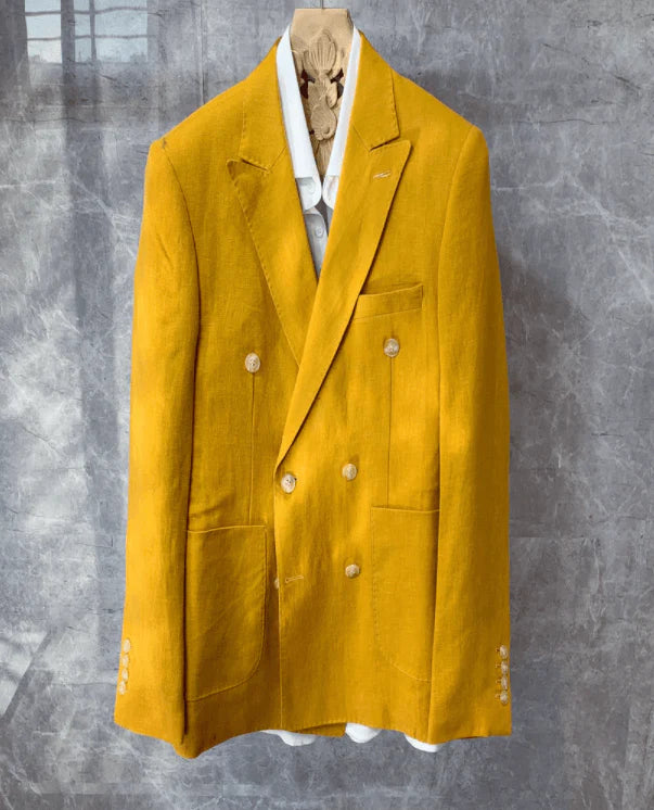 Casual Double-Breasted Linen Small Suit Jacket Men - melvincucci