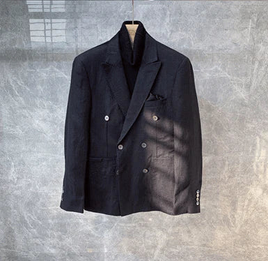 Casual Double-Breasted Linen Small Suit Jacket Men - melvincucci