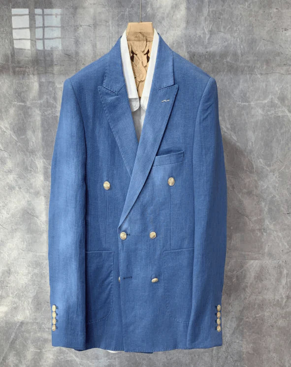 Casual Double-Breasted Linen Small Suit Jacket Men - melvincucci