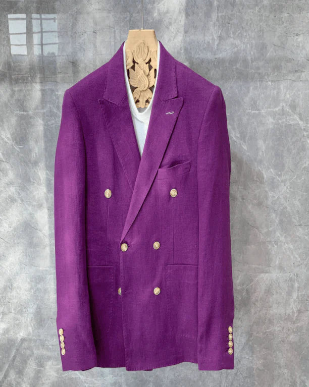 Casual Double-Breasted Linen Small Suit Jacket Men - melvincucci