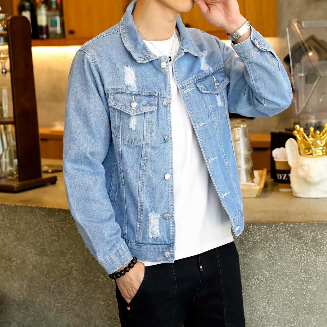 Casual Loose Ripped Denim Jacket Men - melvincucci