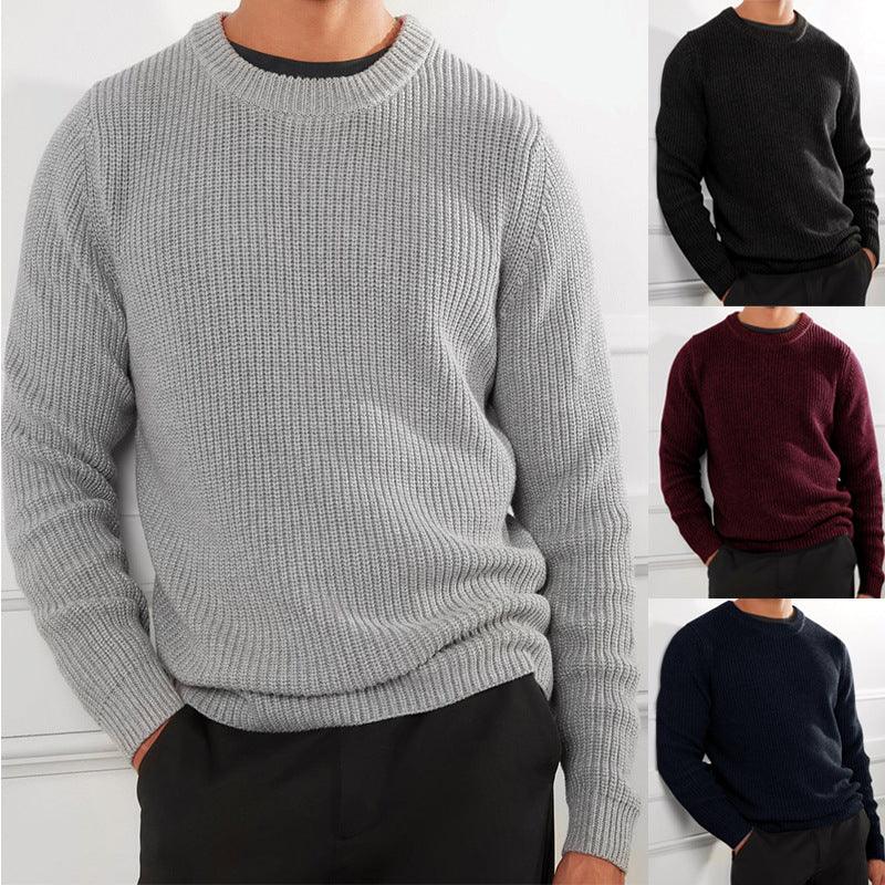 Casual Men's Solid Color Top Sweater knitted Pullover - melvincucci