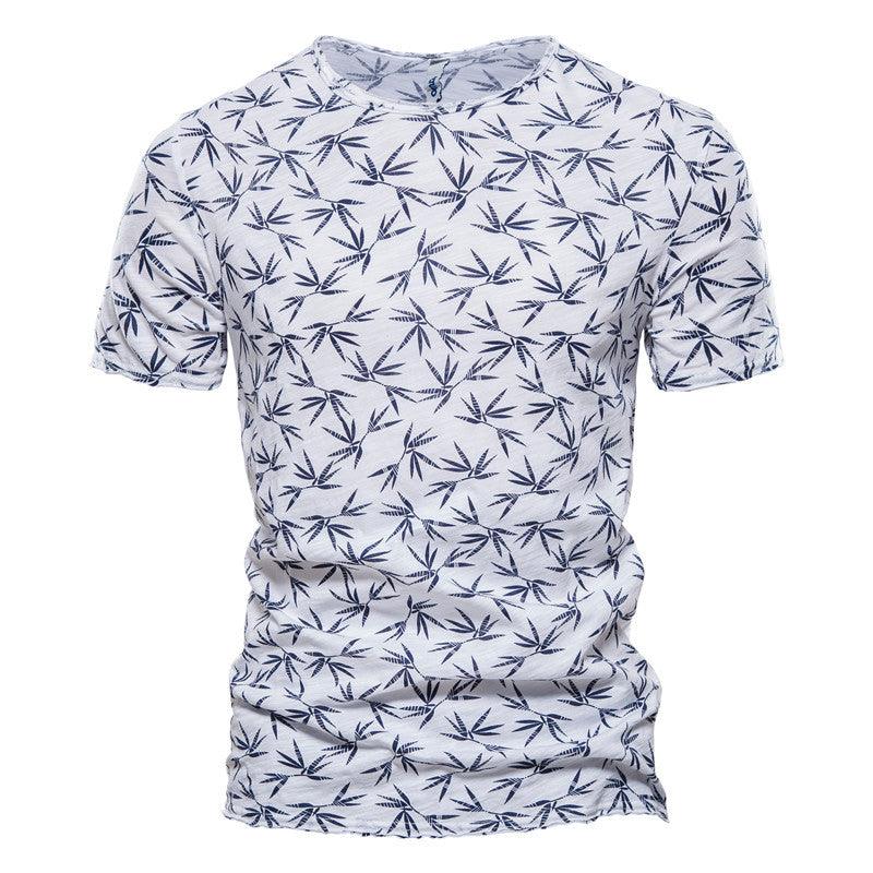 Casual Slim-Fit Stretch T-Shirt Men Short-Sleeved Printed T-Shirt Sports Men - melvincucci
