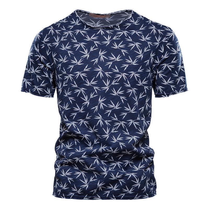Casual Slim-Fit Stretch T-Shirt Men Short-Sleeved Printed T-Shirt Sports Men - melvincucci