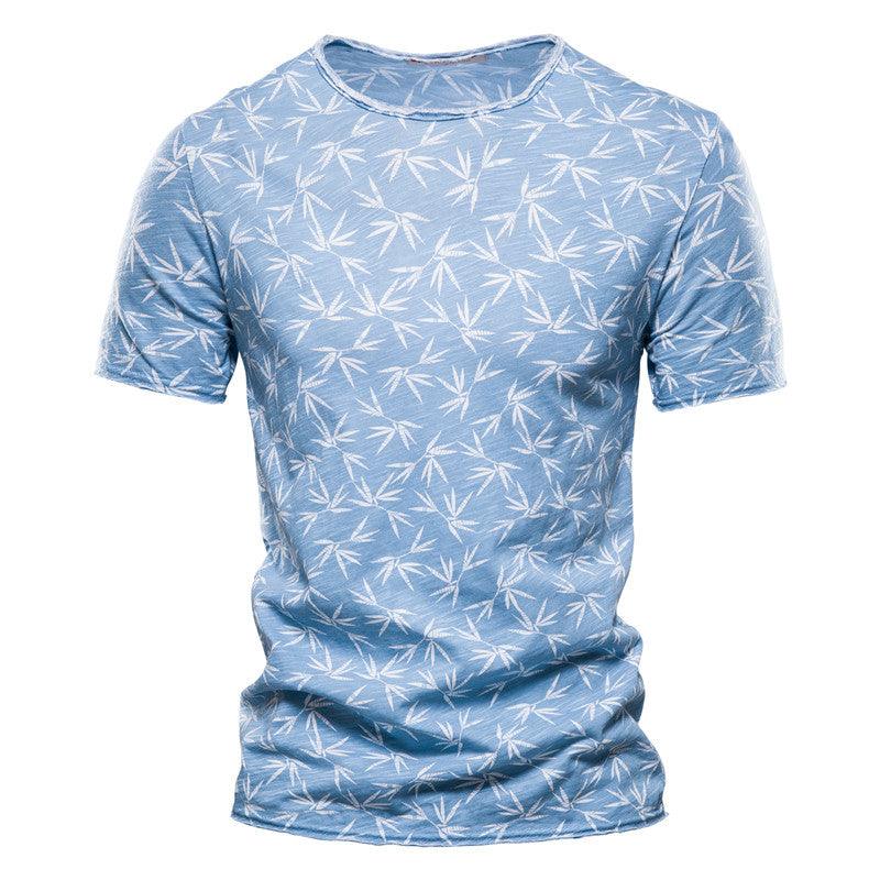 Casual Slim-Fit Stretch T-Shirt Men Short-Sleeved Printed T-Shirt Sports Men - melvincucci