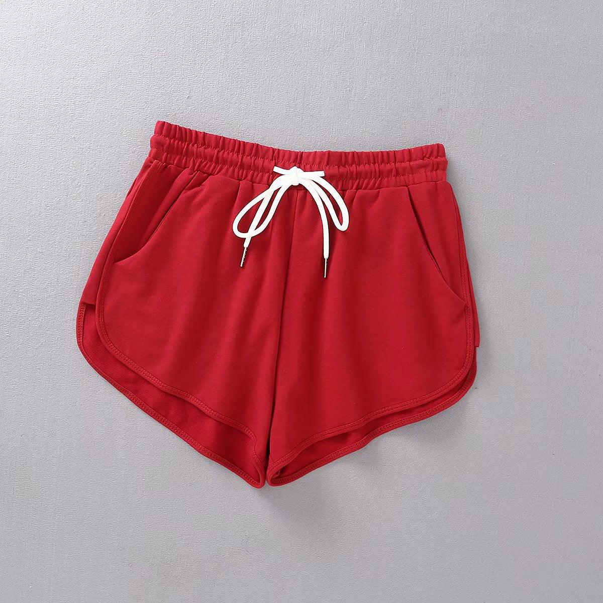Casual Women Sports Shorts Summer New Fashion Candy Color Drawstring Skinny Shorts Lady Elastic Waist Beach Running Short Bottom - melvincucci
