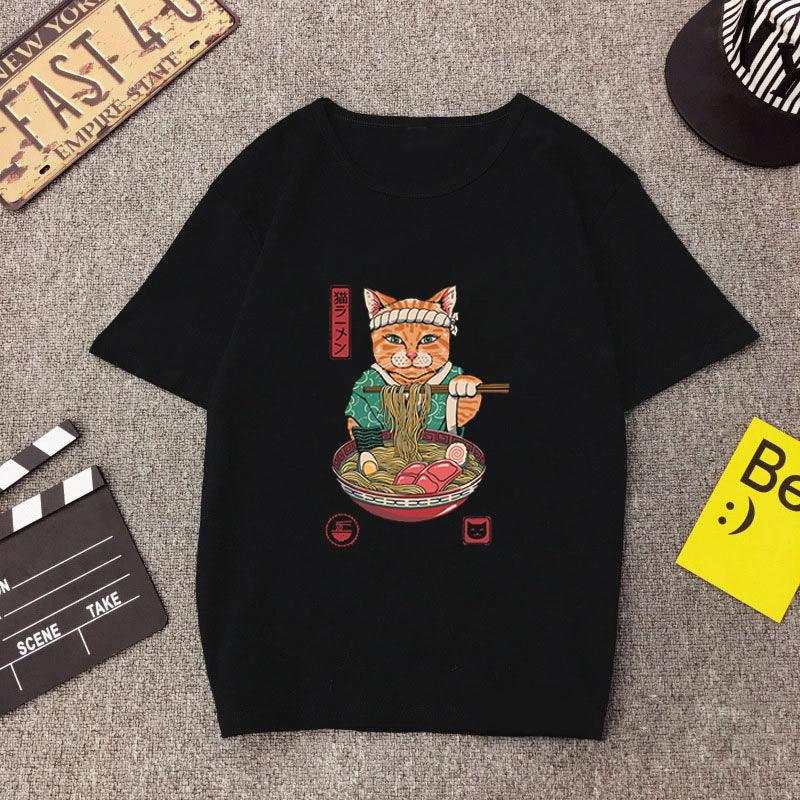 Cat anime T-shirt men - melvincucci