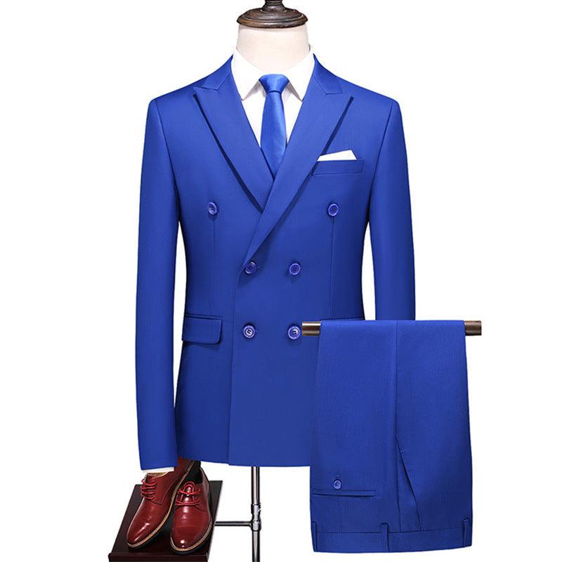 Male Host Two-piece Large Size Solid Color Suit - melvincucci